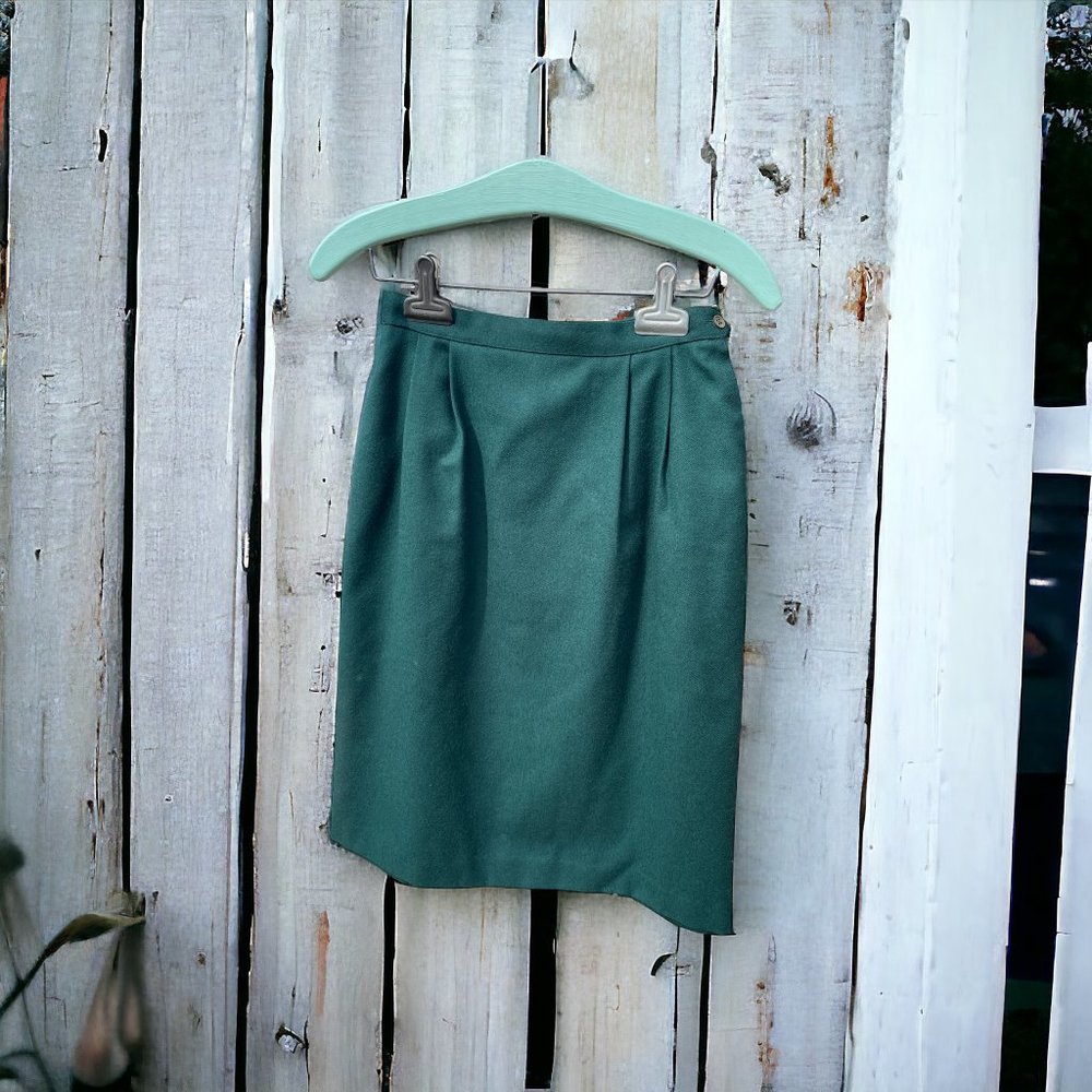 Vintage Green Wool Pencil Skirt